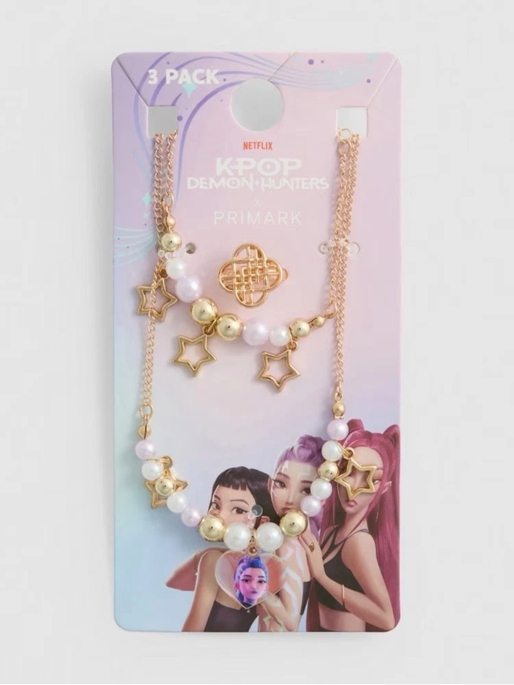 Primark Kids Gold & Pink Star Charm Necklace Set - 3 Pack